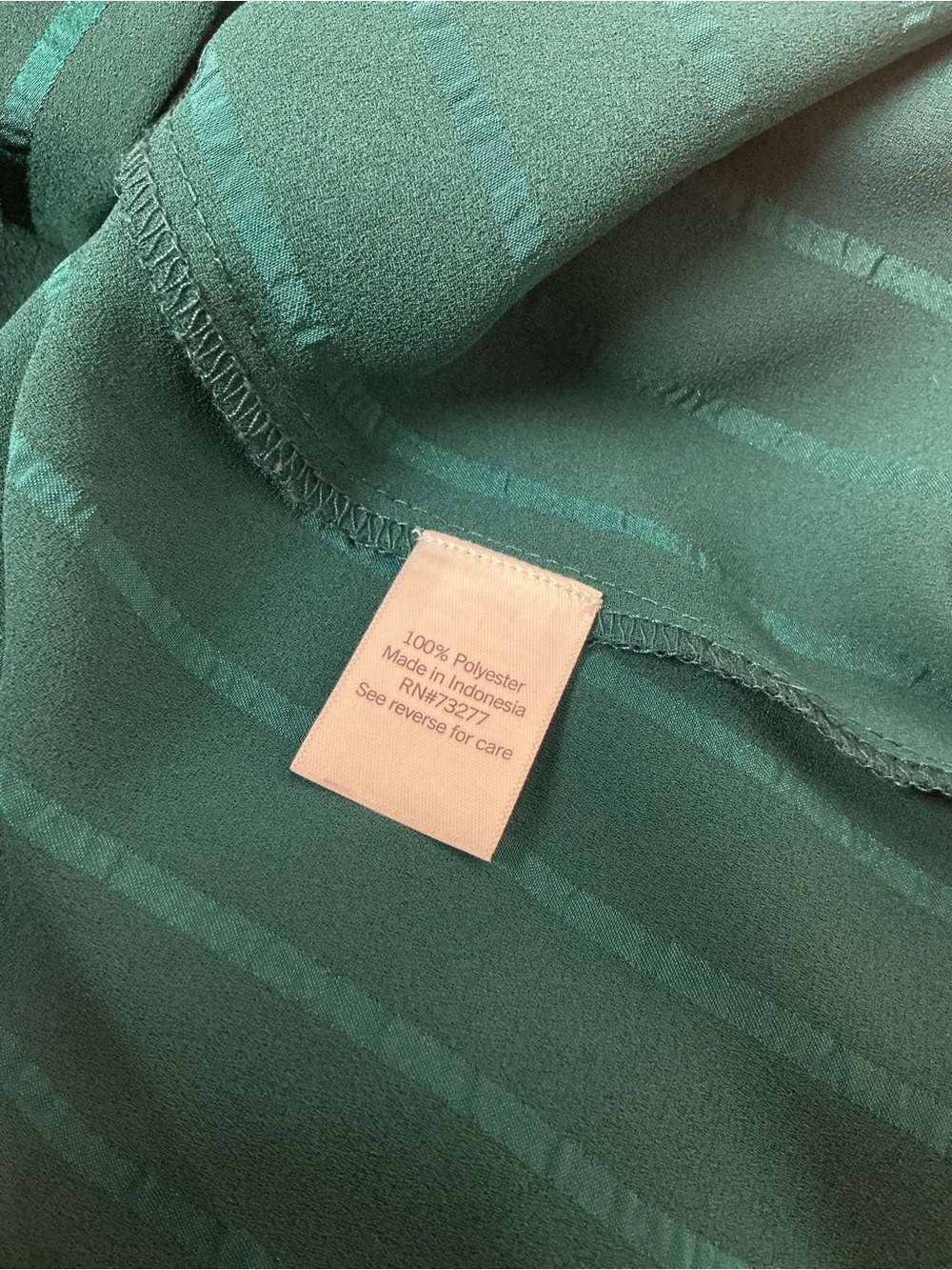 Nine West Plus Size 3X Emerald Striped Long Sleeve Button Up Blouse - Picture 4 of 4